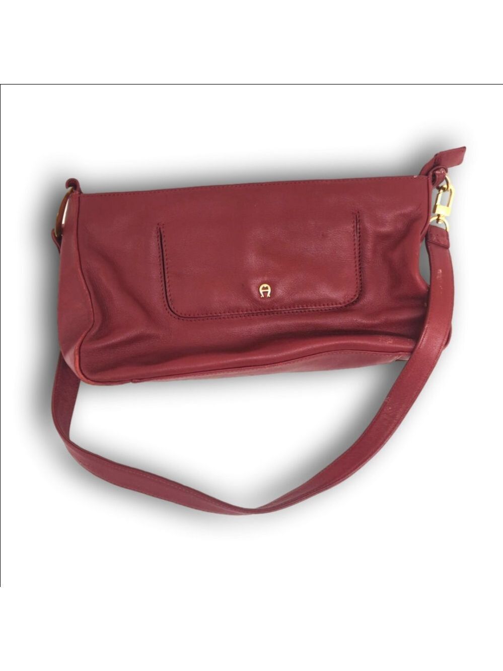 Women's Aigner Leather Shoulder Bag Medium Red